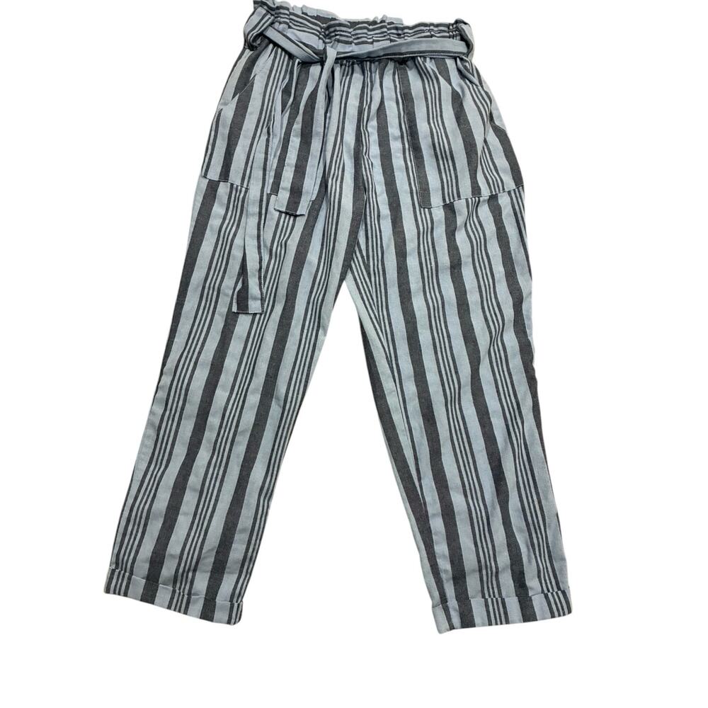 Linen Striped Blue Casual Pants Resortcore Vacation Summer